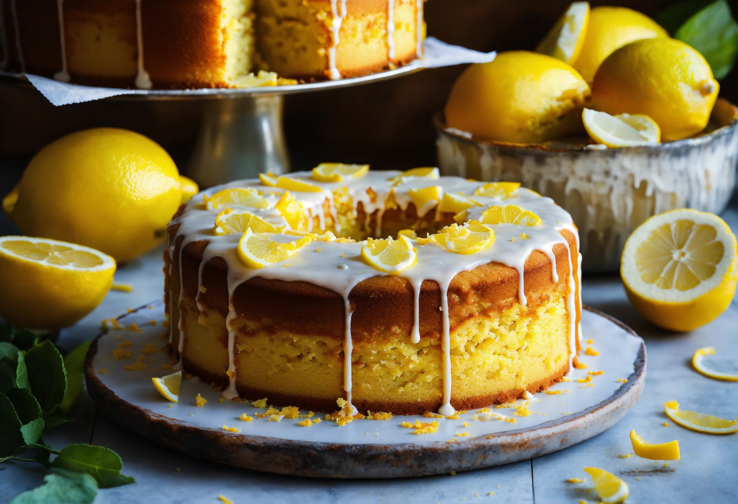 Capture the essence of a sliced up lemon cake no i-2